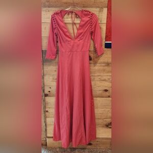 ASOS Women's Deep V-Neck Long Sleeve Maxi Dress - Rose Red